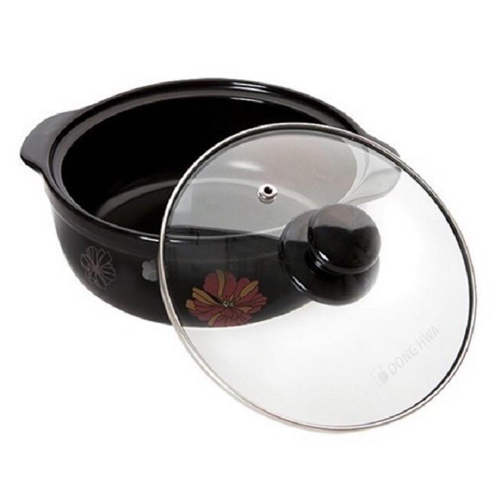 Nồi sứ cao cấp DONGHWA nắp kính nấu mì cay nấu lẩu phục vụ quán ăn loại 1,85 lít và 2,68 lít