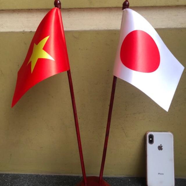 Cờ để bàn việt nam Nhật bản đế gỗ
