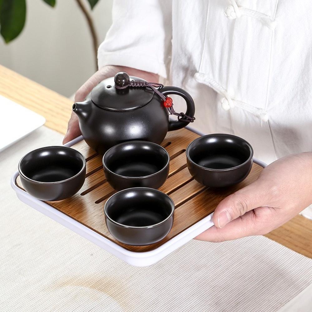 Bộ ấm chén uống trà Tử Sa du lịch 6 chén 12 món kèm khay đựng kèm túi đựng cao cấp,thiết kế sang trọng làm quà biếu tặng