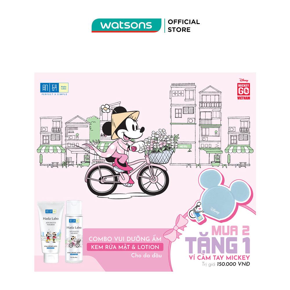 Combo Hadalabo Mickey Dưỡng Ẩm Cho Da Dầu