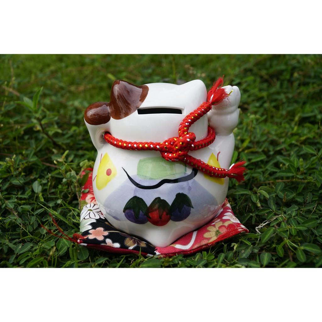 Mèo Thần Tài vẫy tay gốm sứ may mắn chiêu tài - Cao 12cm