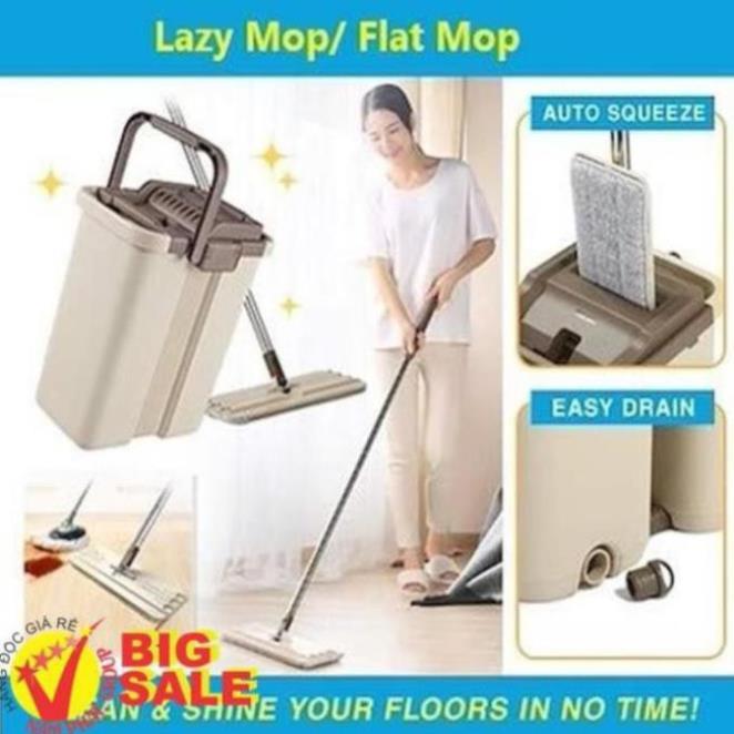 Bộ lau nhà tự vắt thông minh 2 ngăn, xoay 360 độ, cỡ to nhất - miếng lau thấm hút