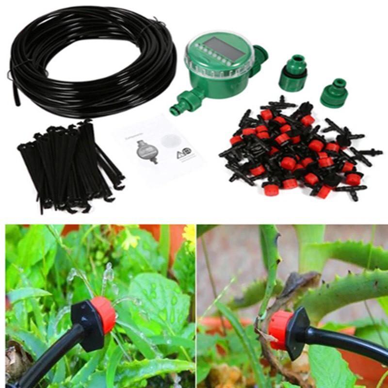Combo bộ tưới cây tự động gồm 20 đầu tưới nhỏ giọt, 20m dây dẫn nước, 01 đồng hộ đặt thời gian tưới tự động và phụ kiện