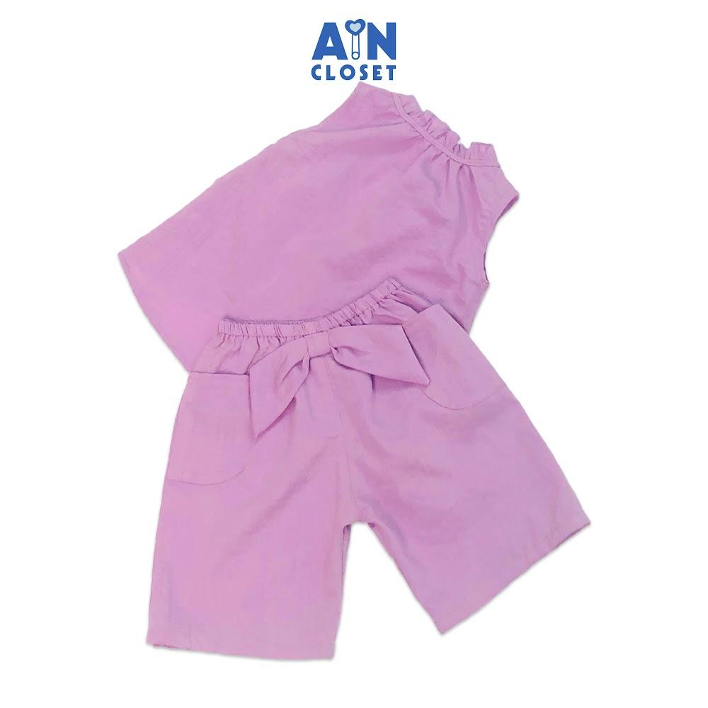 Bộ quần áo lửng bé gái Tím Lavender đũi xước - AICDBGB5B6YZ - AIN Closet