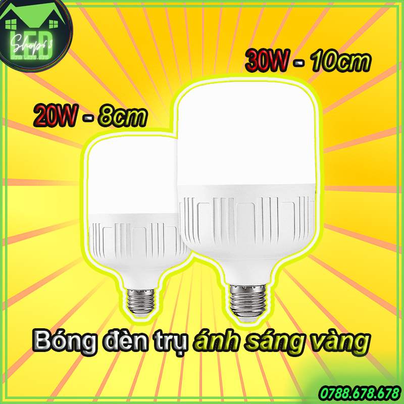 Bóng đèn LED trụ tròn ánh sáng vàng - nhiệt độ màu 3000K (công suất 20W - 30W