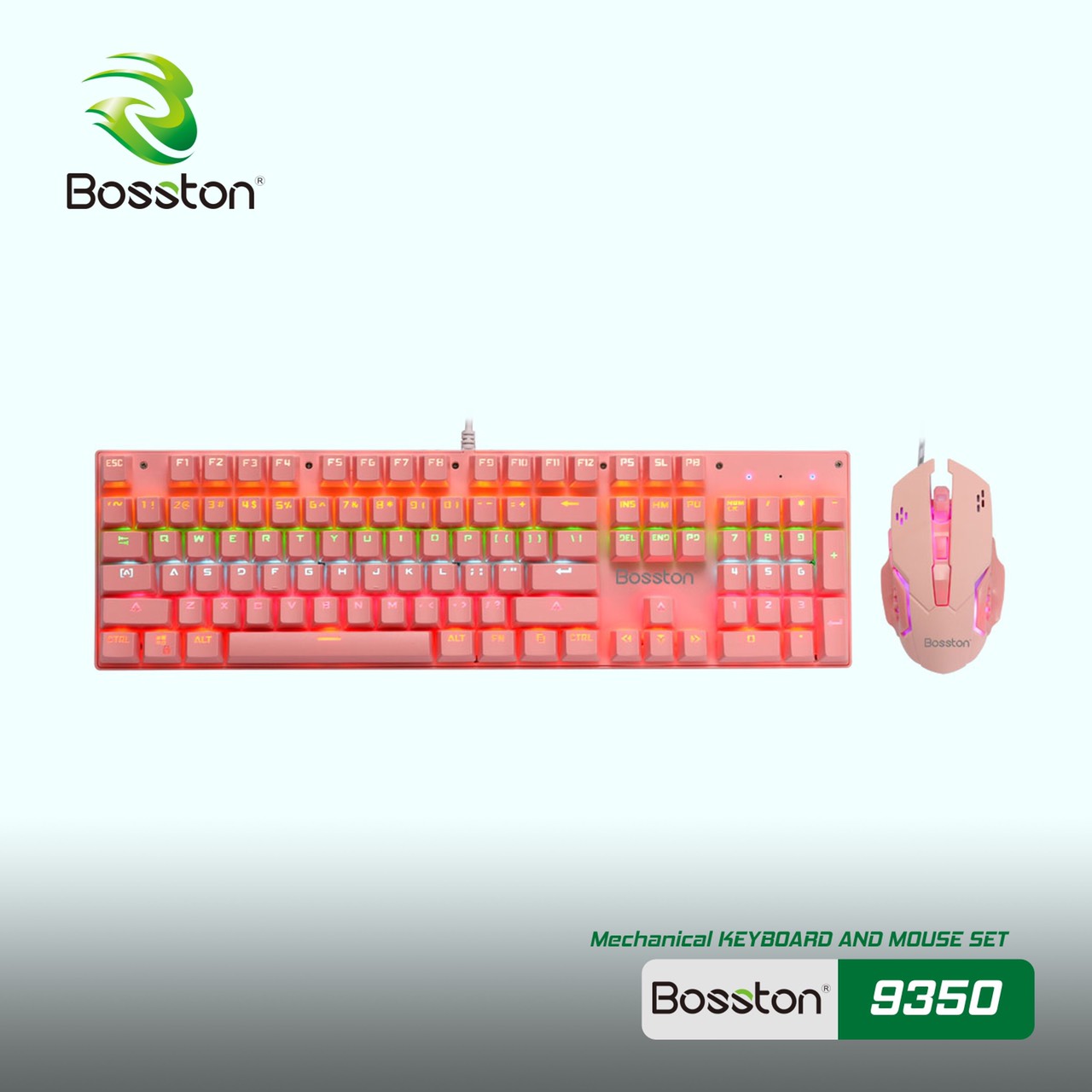 Bộ Phím Chuột Cơ Bosston EK9350 Màu Hồng (Pink) VT - Hàng Nhập Khẩu