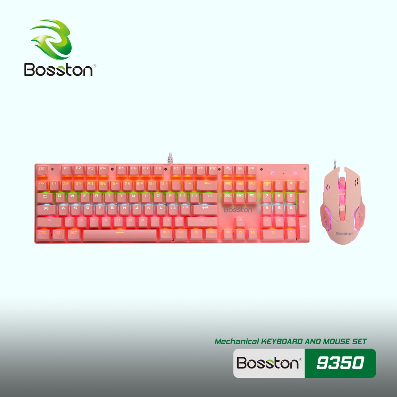 Bộ Phím Chuột Cơ Bosston EK9350 Màu Hồng - Pink  - HÀNG NHẬP KHẪU