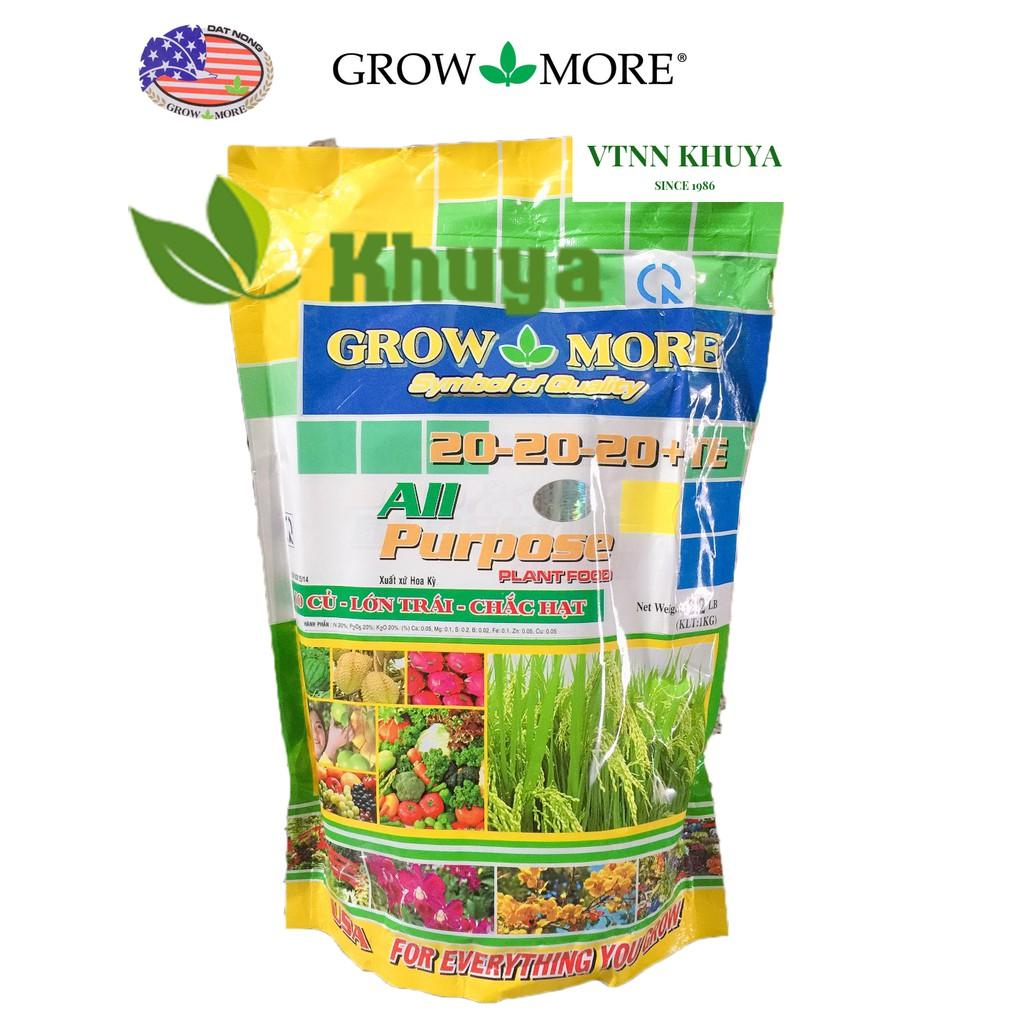 Phân bón Growmore NPK 20-20-20+TE gói 1kg To củ Lớn trái Chắc hạt