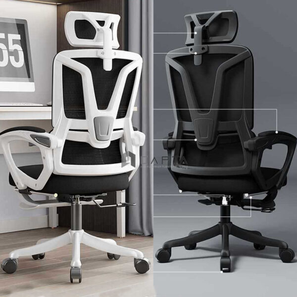 Ghế làm việc giá rẻ có gác chân khung nhựa trắng CR4327-2M Nội thất Capta