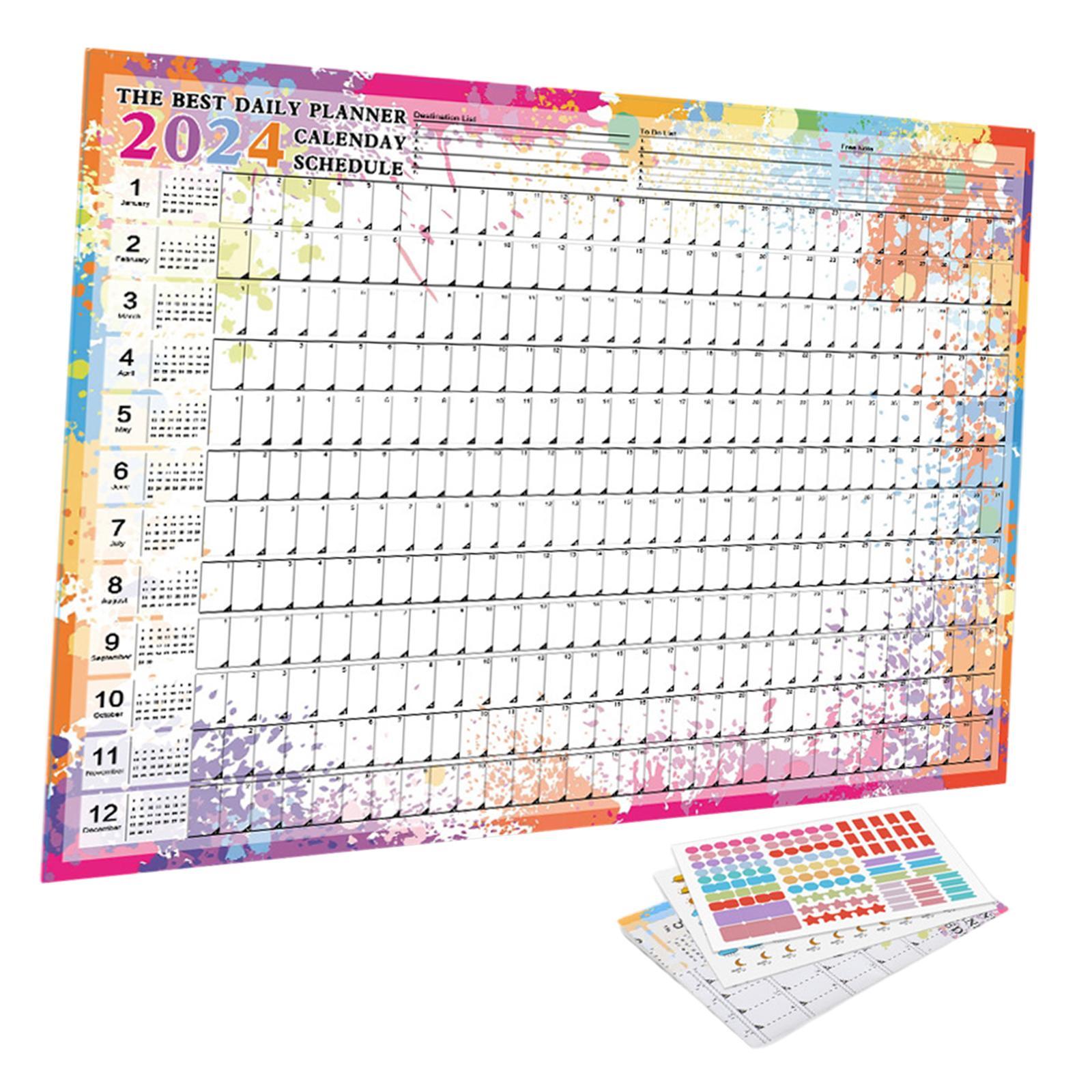 Wall Hanging Calendar 2024 Yearly Calendar Planner for Classroom House Tasks