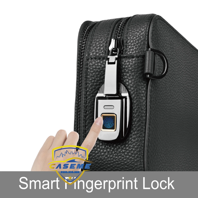 Túi đeo chéo nam WI WU Master da thật khóa vân tay thông minh - Hàng Chính Hãng
