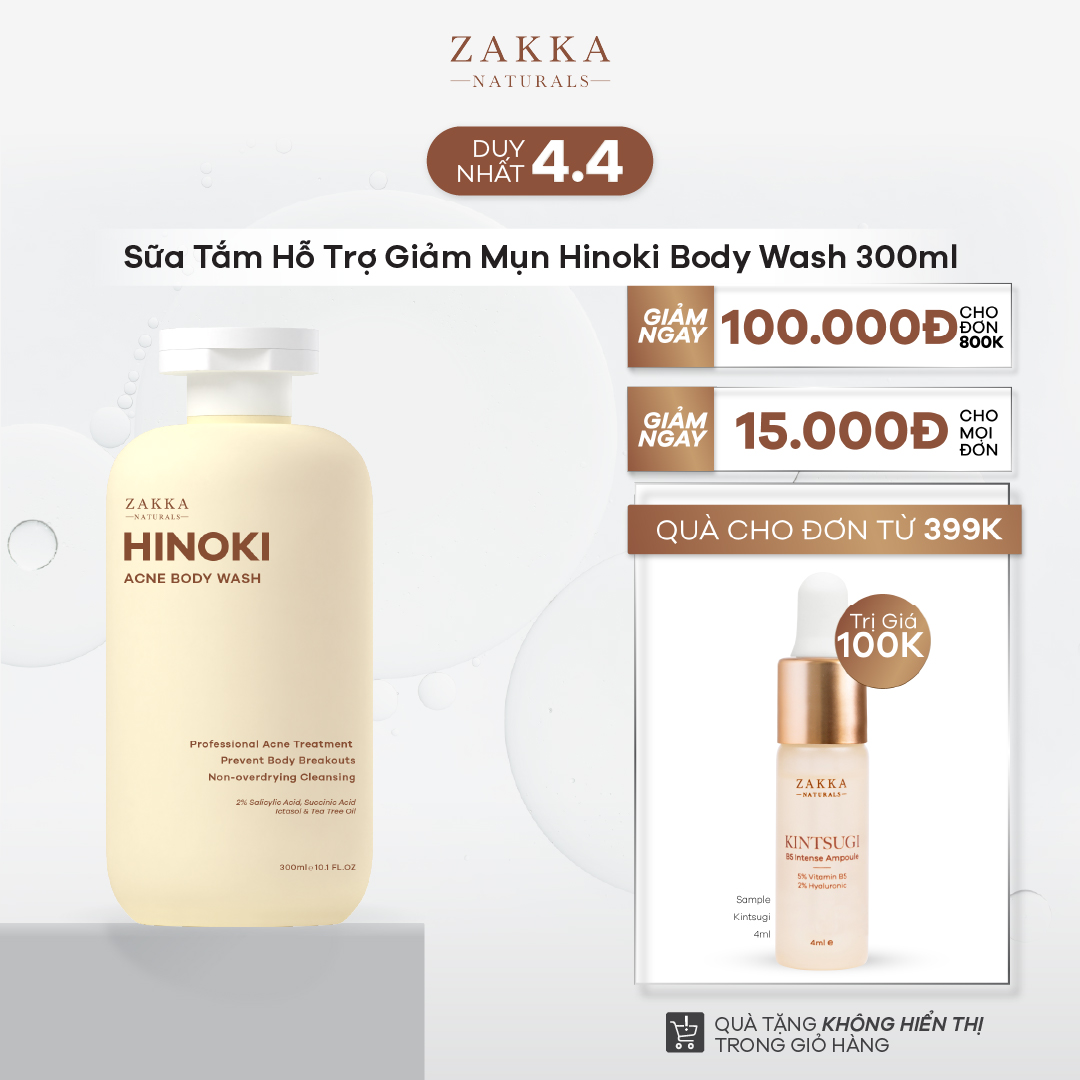 Sữa Tắm Hỗ Trợ Giảm Mụn Hinoki Body Wash Zakka Naturals 300ml