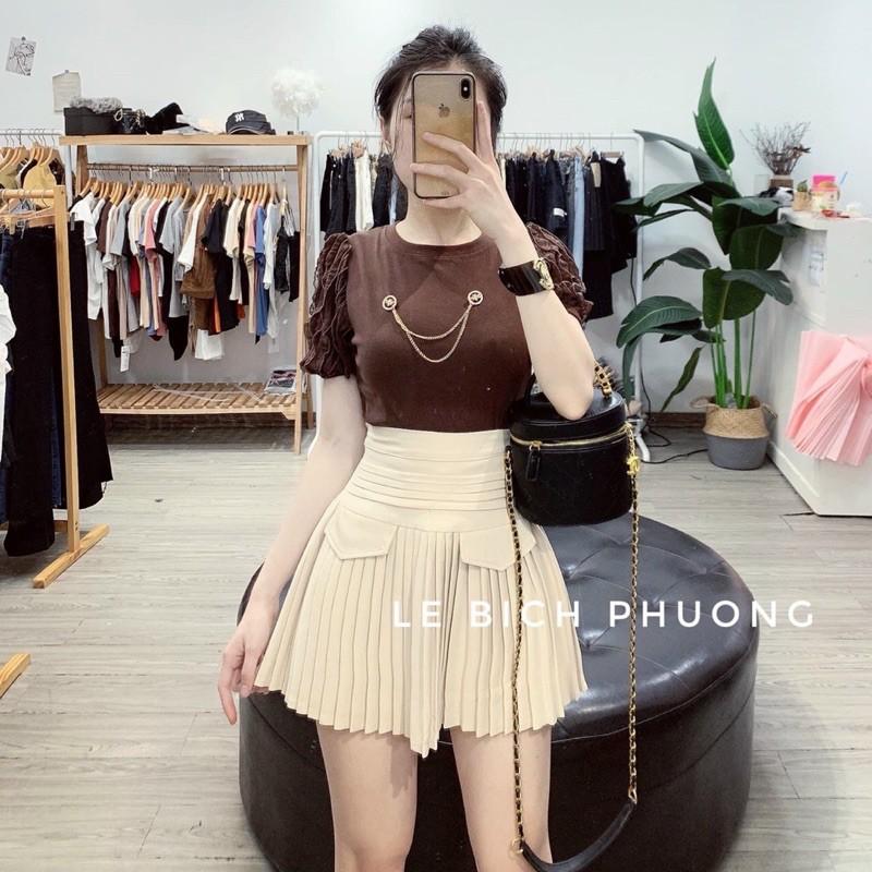 Chân váy xếp ly nắp túi lên dáng sang chảnh có lót quần trong CV8808 - NhiNhi Shop