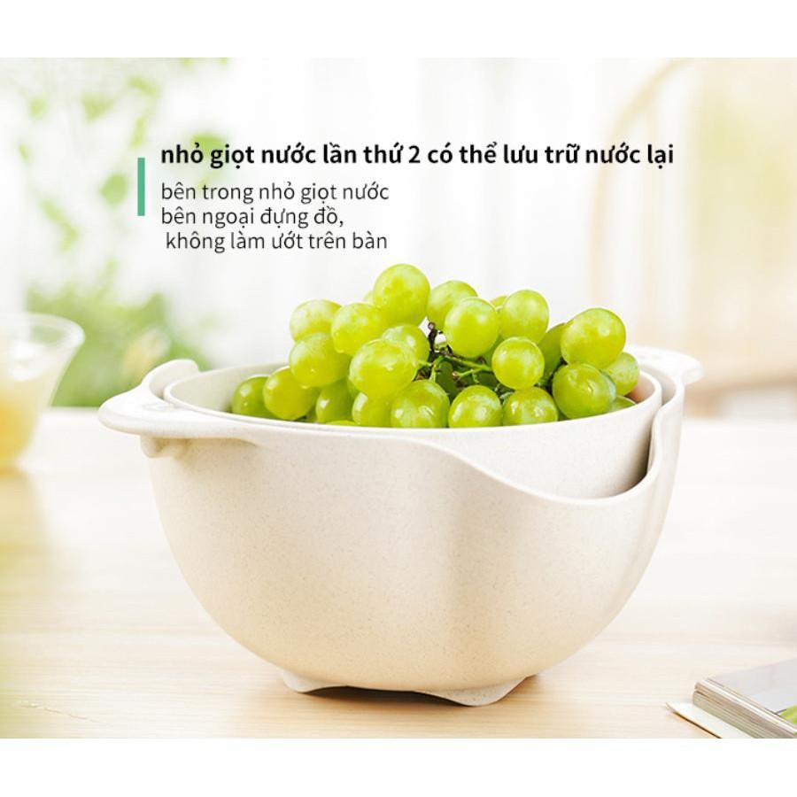 Khuyến mãi - Rổ rửa rau củ quả tiện lợi 360° 2 tầng nhựa PP Care Japan