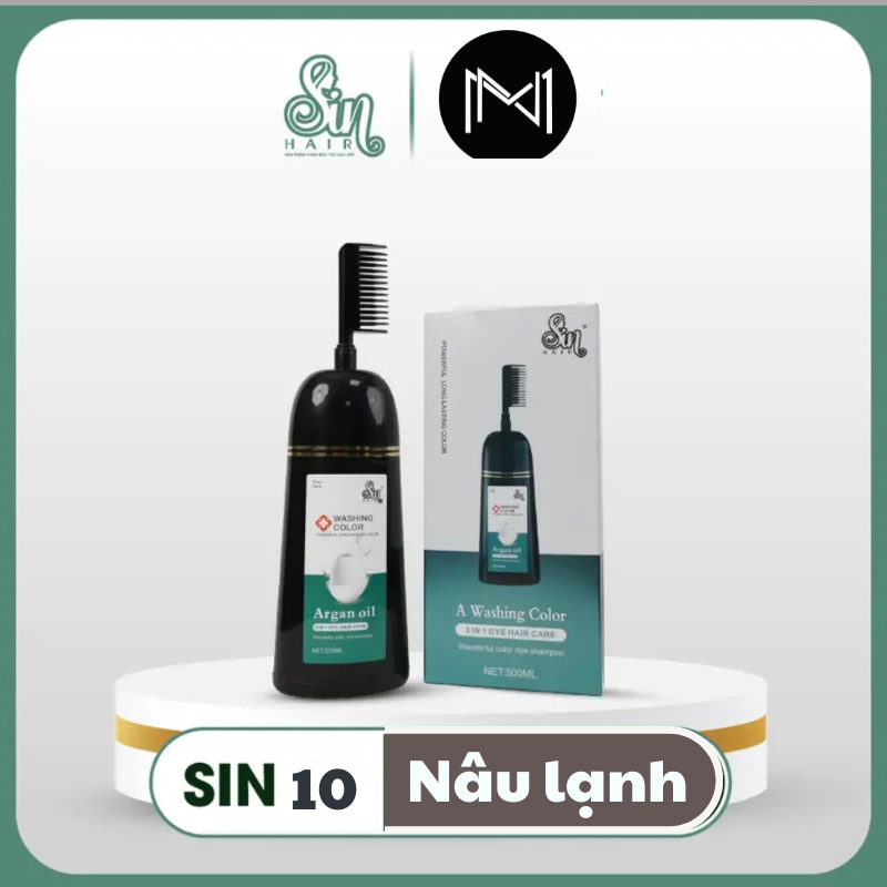 Dầu gội đổi màu tóc Sin Hair 500ml màu Nâu Lạnh thời thượng quý phái