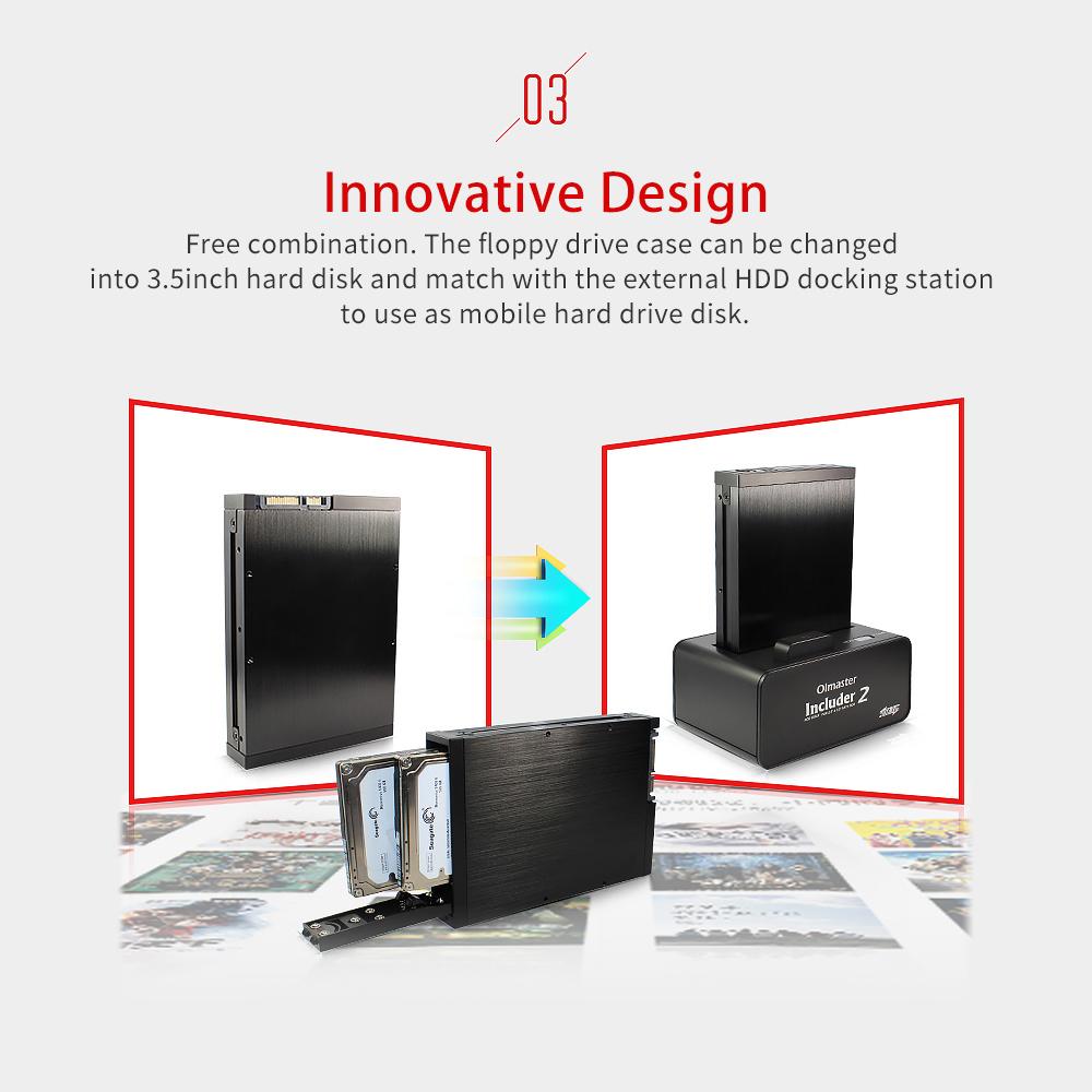 Hộp đựng ổ đĩa mềm OImaster Dual Bay Chế độ RAID 2.5 inch SATA HDD hợp kim nhôm