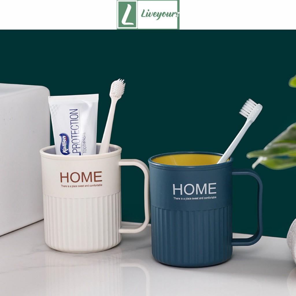 Cốc Đánh Răng Chữ HOME Có Quai Cầm Cao Cấp - Cóc Đựng Nước