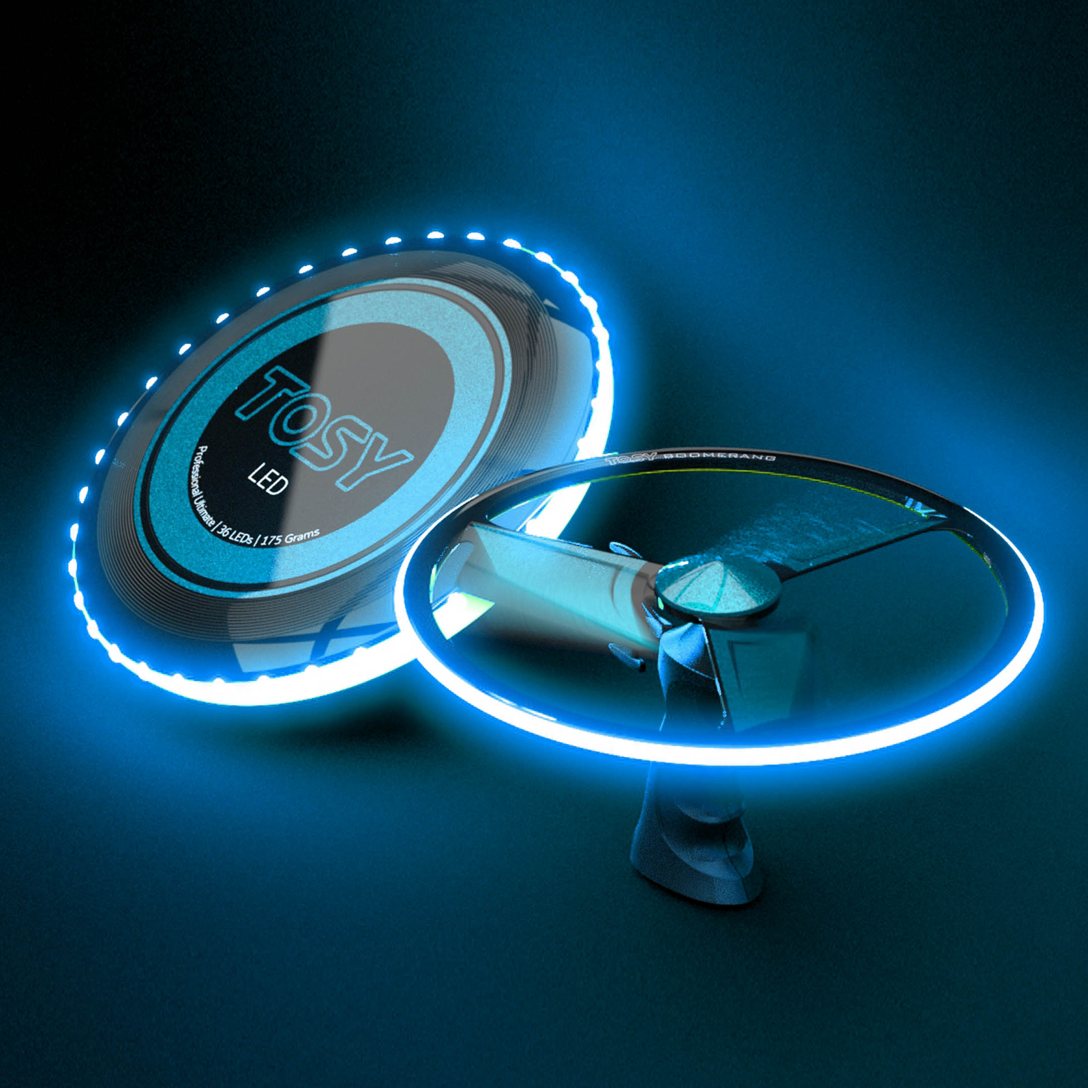 Set ĐĨA NÉM ULTIMATE và BOOMERANG TOSY FLYING DUO - 36 LEDs Xanh dương