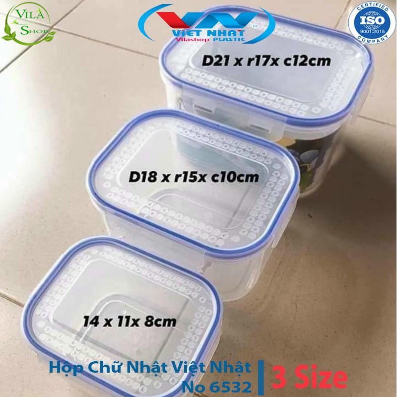Hộp đựng thực phẩm đồ ăn để tủ lạnh, hộp đựng thức ăn hình chữ nhật, chất liệu nhựa cao cấp chuẩn Việt Nhật 6532