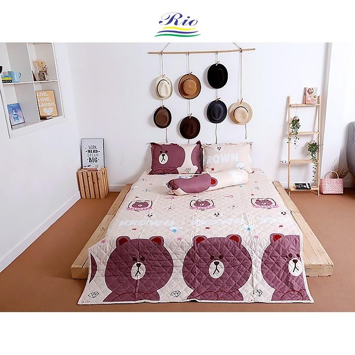 Bộ Ga Gối Cotton RIOTEX 4 Món Nhiều Mẫu Kích Thước 1m/1m21/m4/1m6/1m8 - Giao ngẫu nhiên