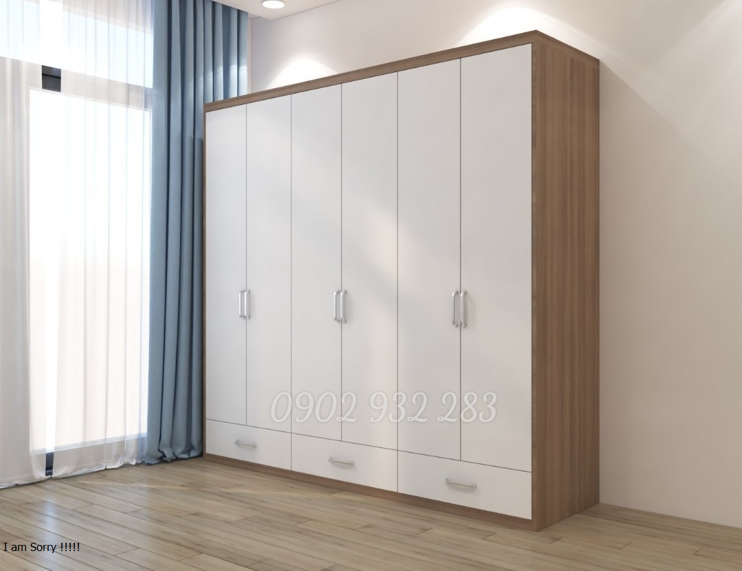 Tủ quần áo gỗ công nghiệp 1m80 x 2m x 55 - Đồ Gỗ Mạnh Hùng