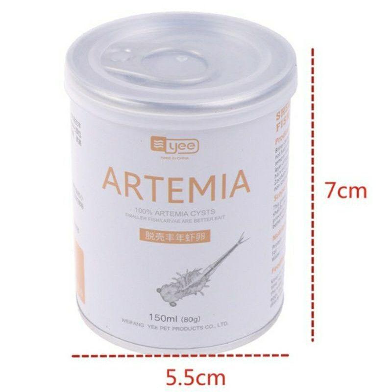 Artemia tách vỏ sấy khô nguyên lon-Thức ăn dinh dưỡng cho cá cảnh, betta, guppy - Tặng kèm 01 ống nhiễu-Mr Fish
