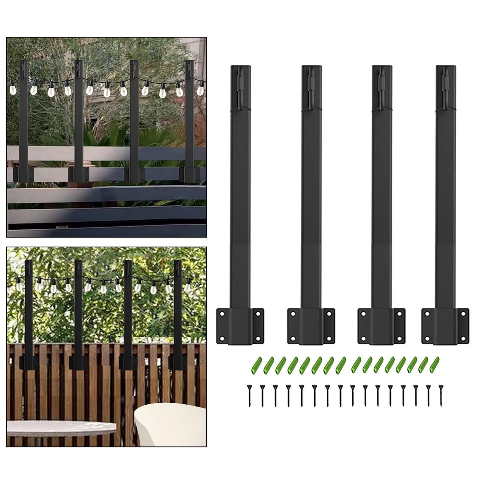 4Pcs Patio Lighting Stand String  Metal Poles for Wedding Garden