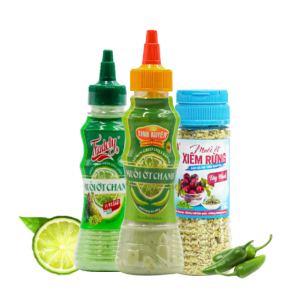 Combo: Xốt Muối Ớt Chanh + Muối Ớt Xiêm Rừng + Xốt Muối Ớt Chanh Vị Wasabi