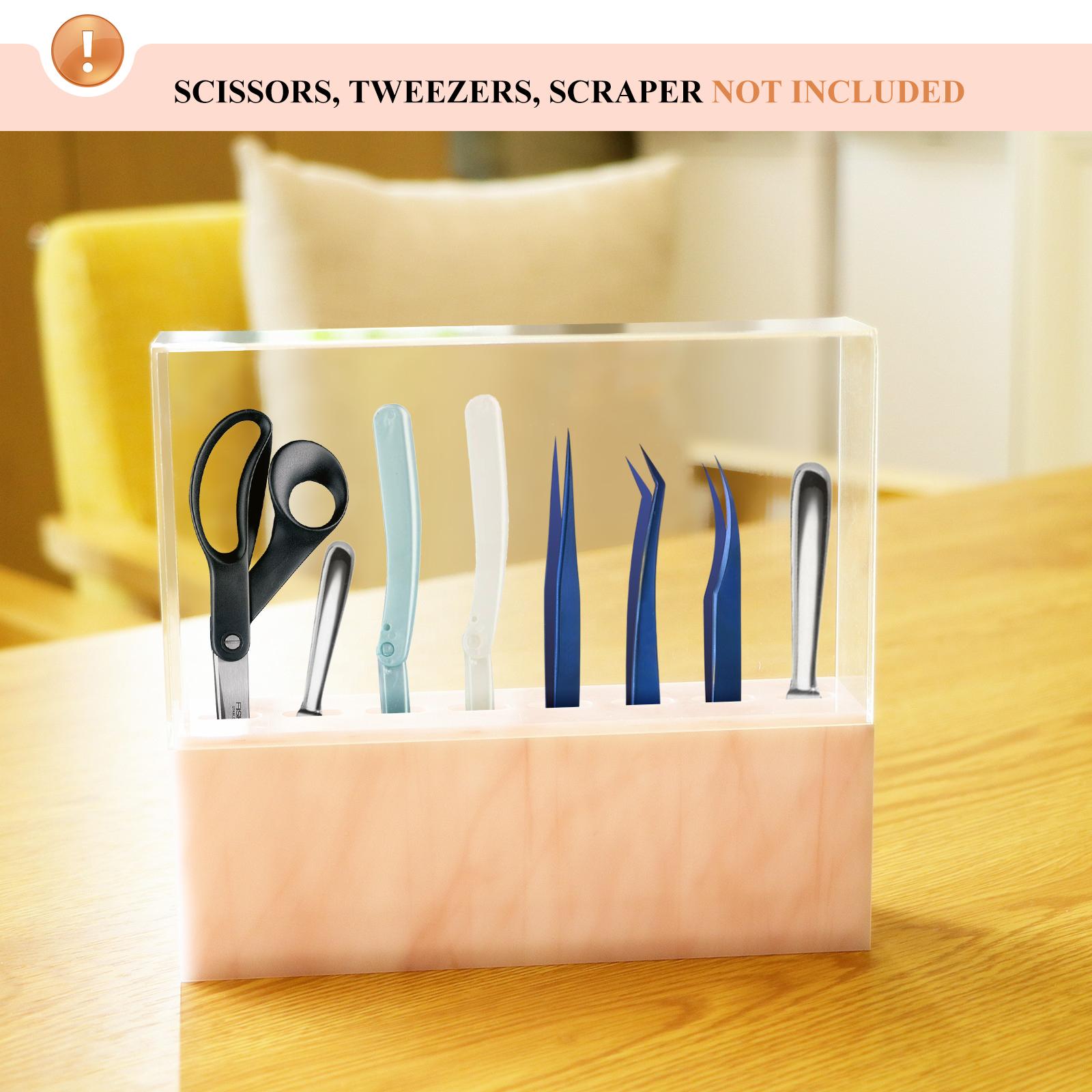 2xEyelash Grafting Tweezers Acrylic Display Stand Holder Organizer Pink