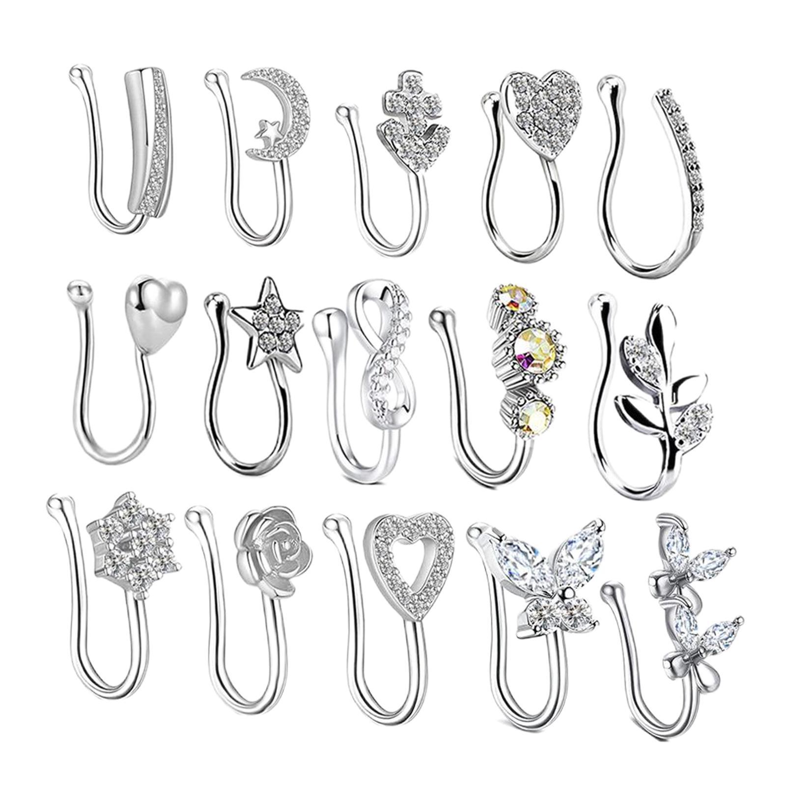 18 Pieces Fake Nose Rings  Nose Clip Body Jewelry Gifts Fashion