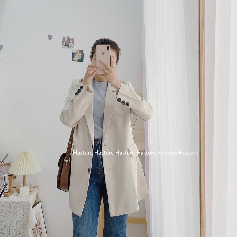 Blazer màu be 2 cúc áo ( ảnh tự chụp )