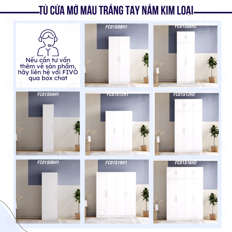 Tủ Quần Áo Gỗ Chống Ẩm Cửa Mở FIVO Mã FC01 Hiện Đại Cao Cấp, Dễ Dàng Lắp Ráp Tại Nhà, Thiết Kế Nhiều Ngăn Mở Rộng Diện Tích