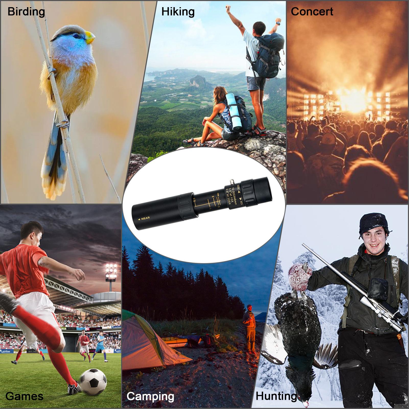 10X-300X Mini Monocular Telescope BAK4 Prisms Life Water-resistant with Phone Holder Mini Tripod Stand Carry Bag for