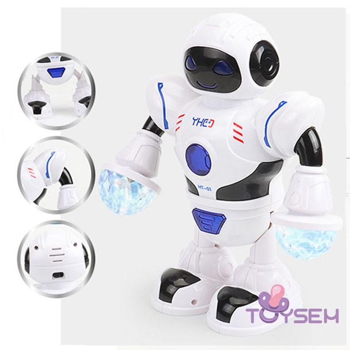 Đồ chơi trẻ em robot nhún nhảy múa theo nhạc có đèn led vui nhộn - Quà tặng sinh nhật cho bé