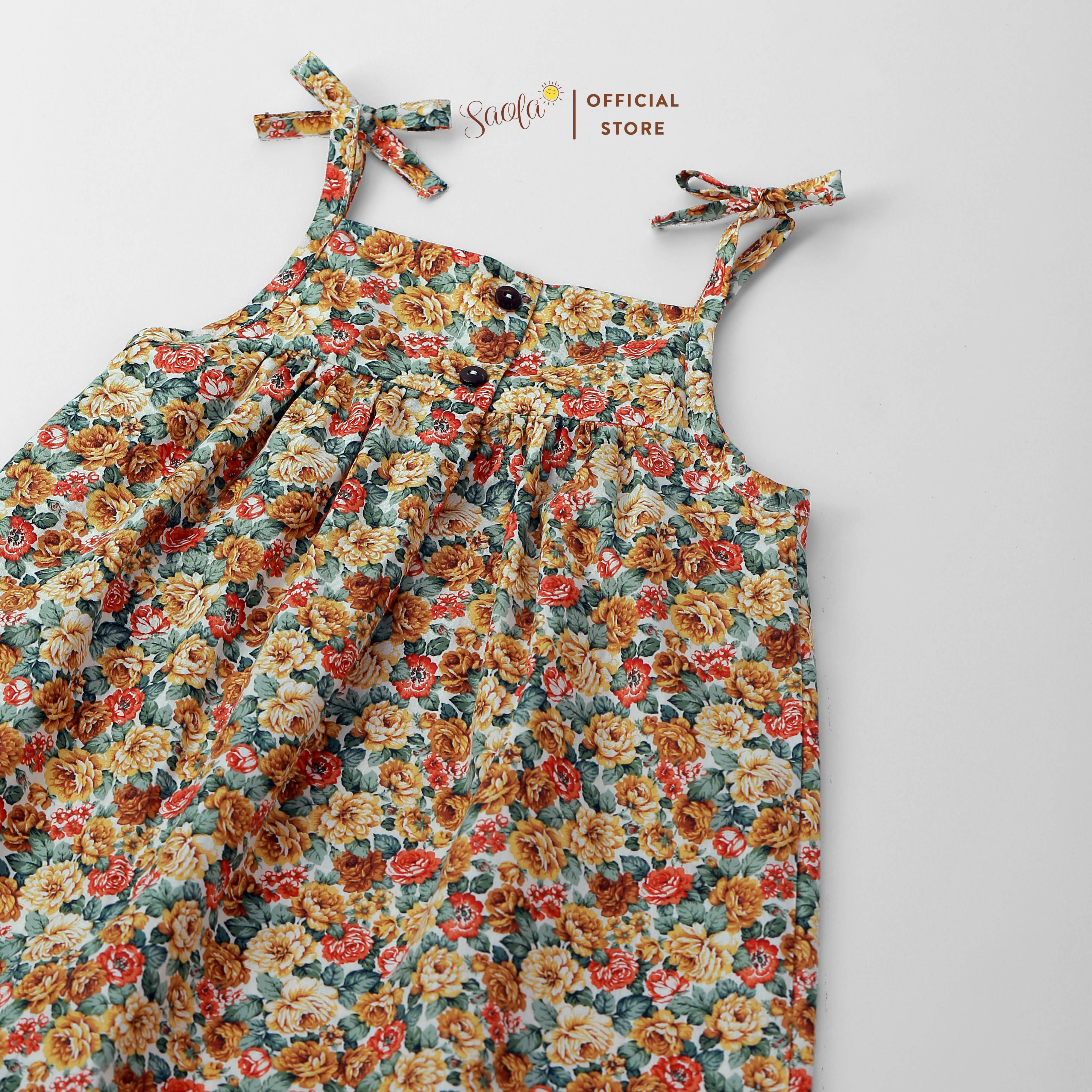Đầm/ Váy Bé Gái Hai Dây Chất Liệu Cotton Họa Tiết Hoa Nhí Dễ Thương - SAPPHIRE DRESS - DRC034 - SAOLA KIDS CLOTHING
