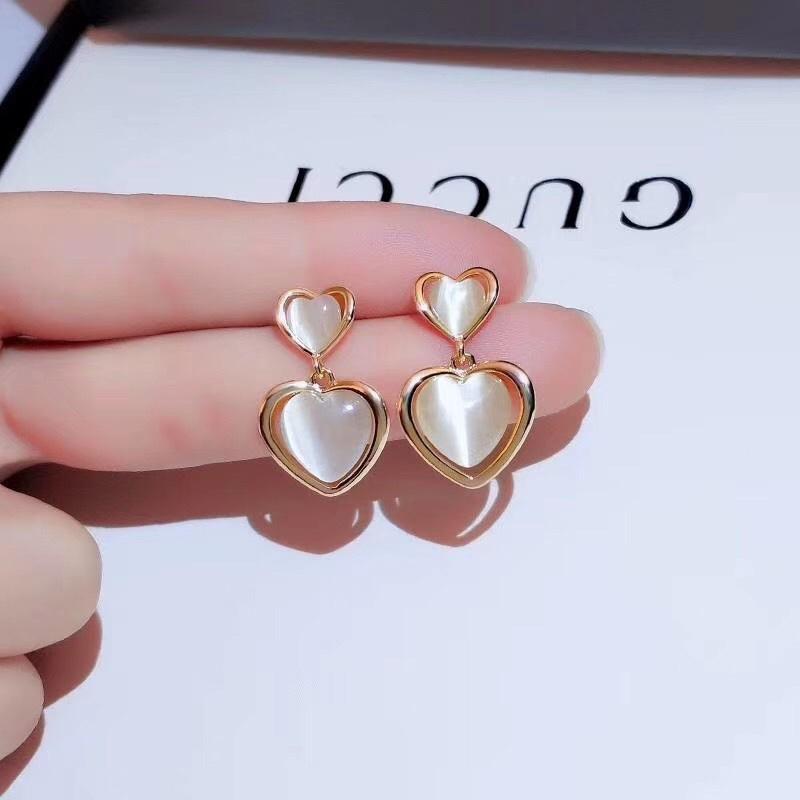 Khuyên tai bông tai nữ trái tim đá sáng đẹp dự tiệc Ring House