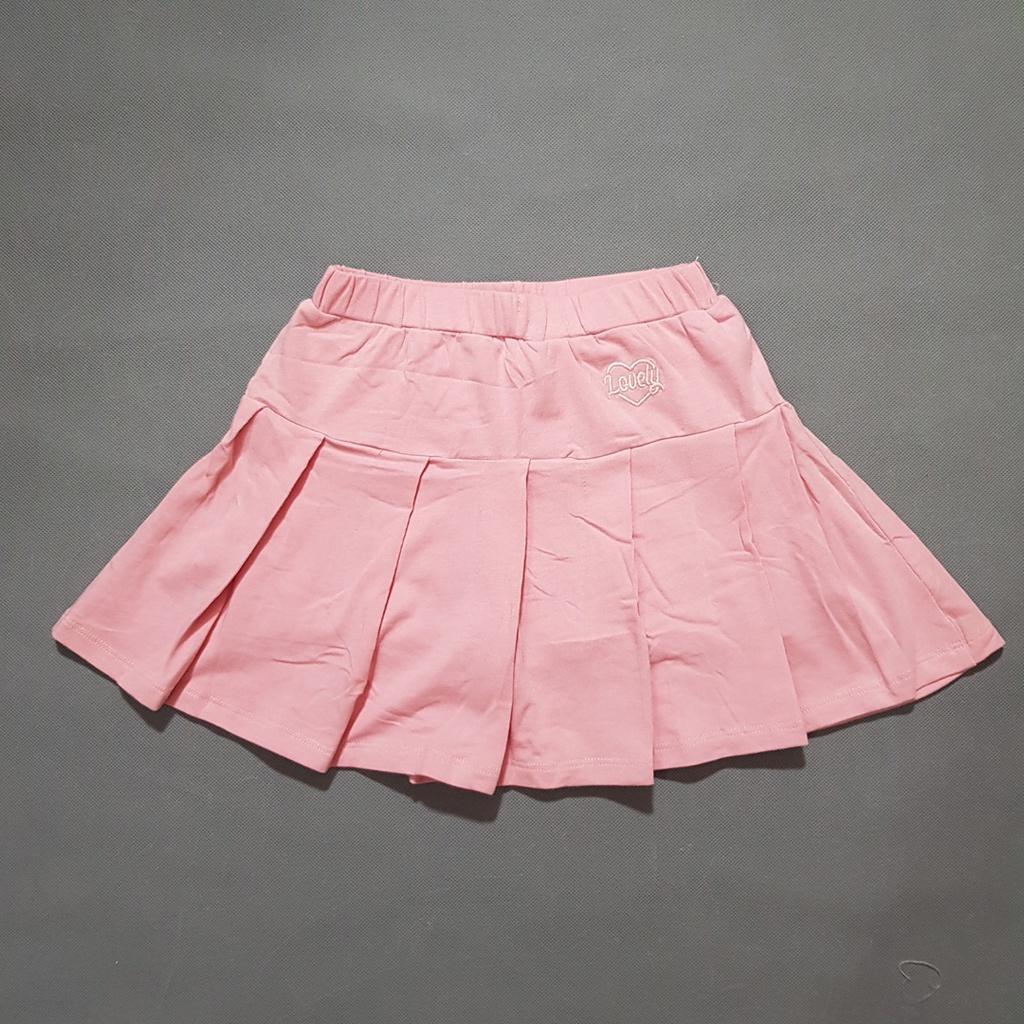 Váy thun cotton xếp ly thêu lovely dễ thương cho bé gái