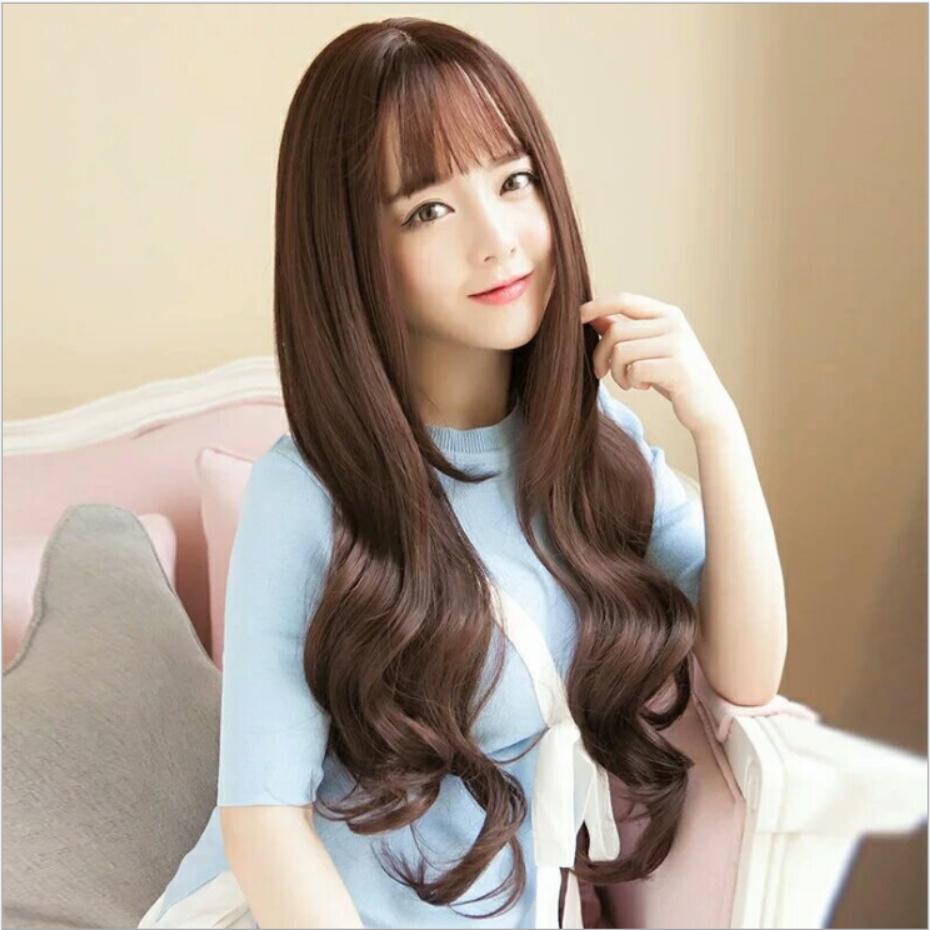 Tóc giả nữ nguyên đầu sợi tơ Hàn Quốc CÓ DA ĐẦU - TG982