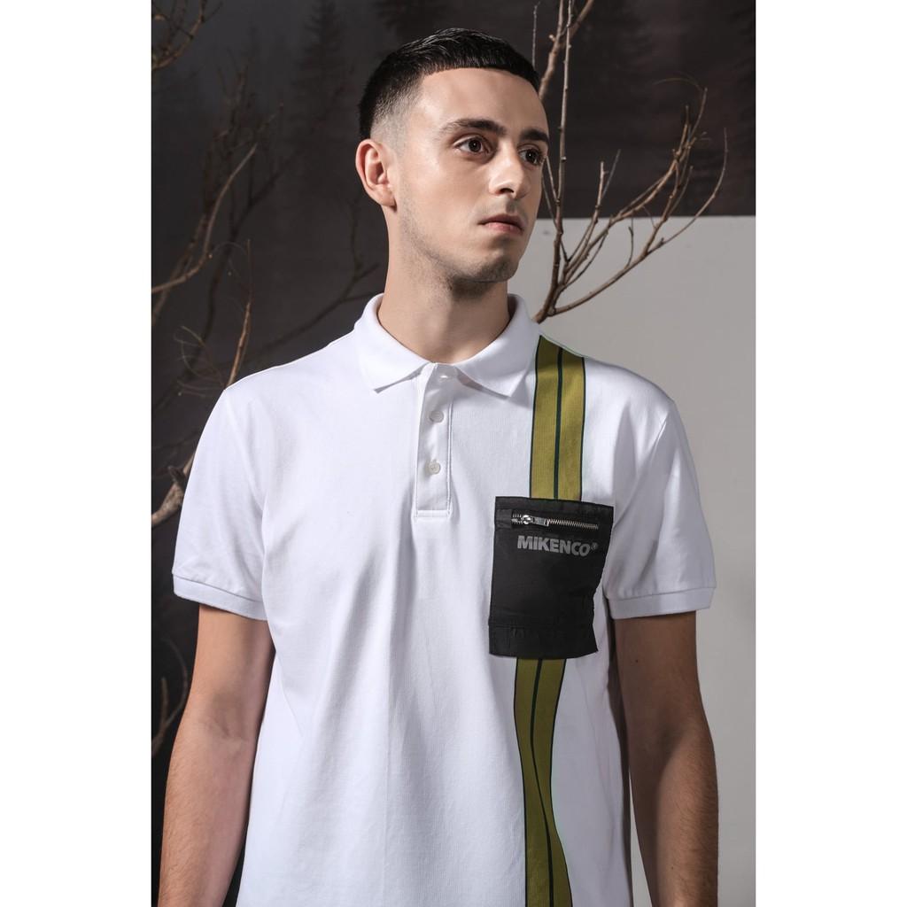Áo thun có cổ unisex Stripe Polo Trắng