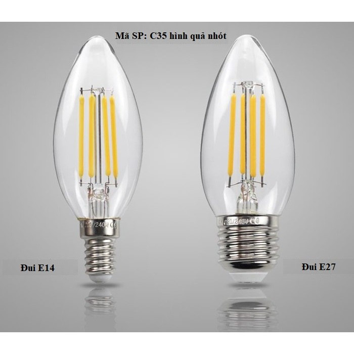 Bộ 3 bóng đèn Led Edison C35 4W hình quả nhót đui E27