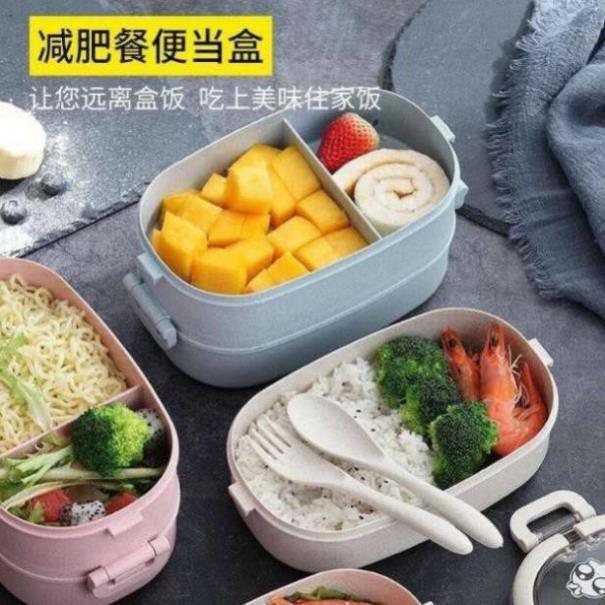 Hộp đựng cơm 2 tầng lúa mạch h12 89
