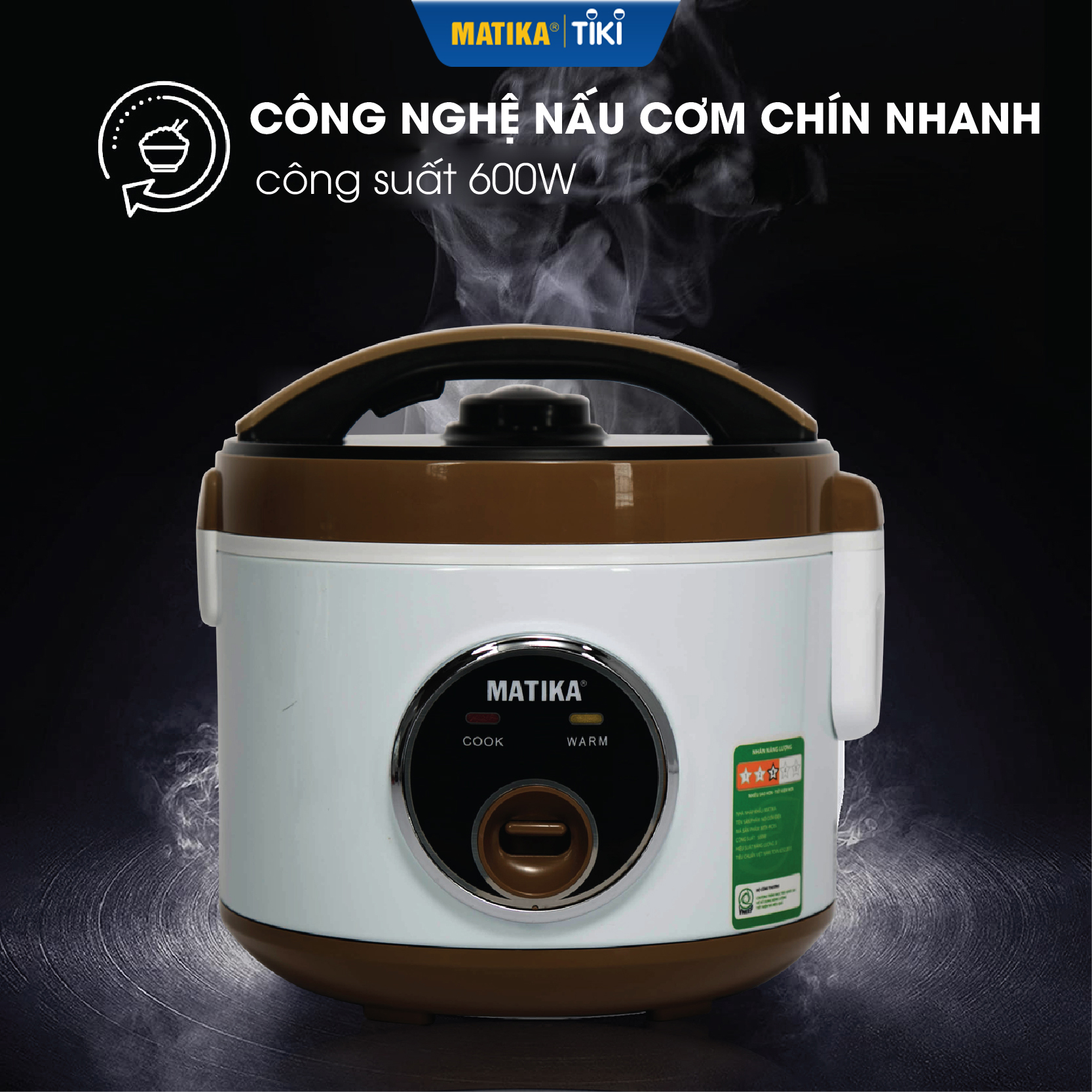 Nồi Cơm Điện MATIKA 1.2L MTK-RC05, Hàng Chính Hãng