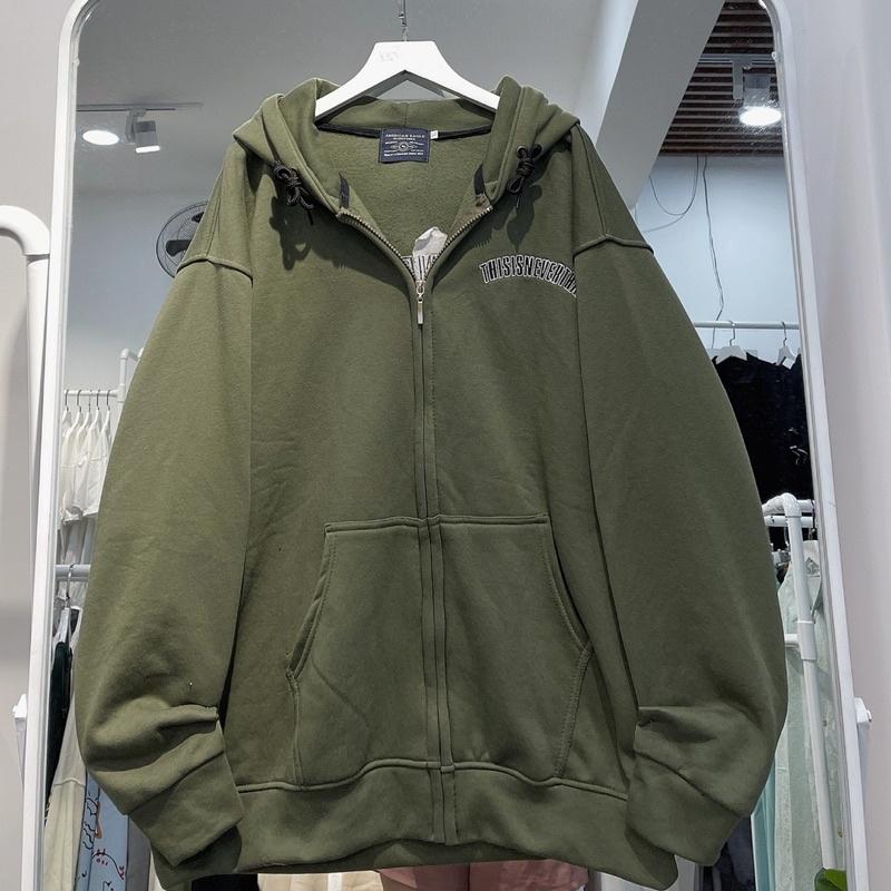 Áo Khoác nỉ This xanh rêu unisex ảnh thật SSSTore