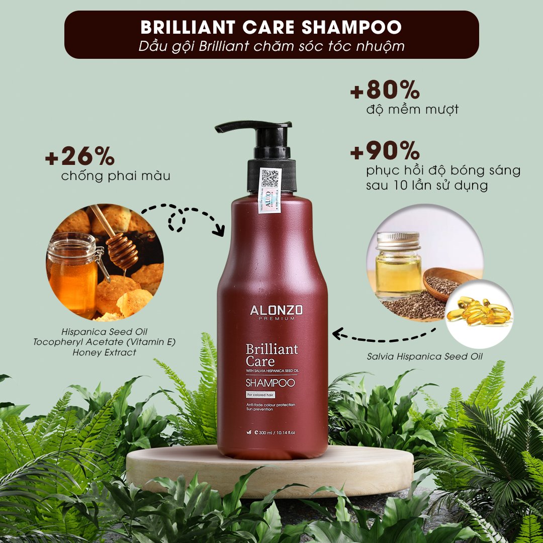 Dầu Gội Alonzo Brilliant Chăm Sóc Tóc Nhuộm (300ml)