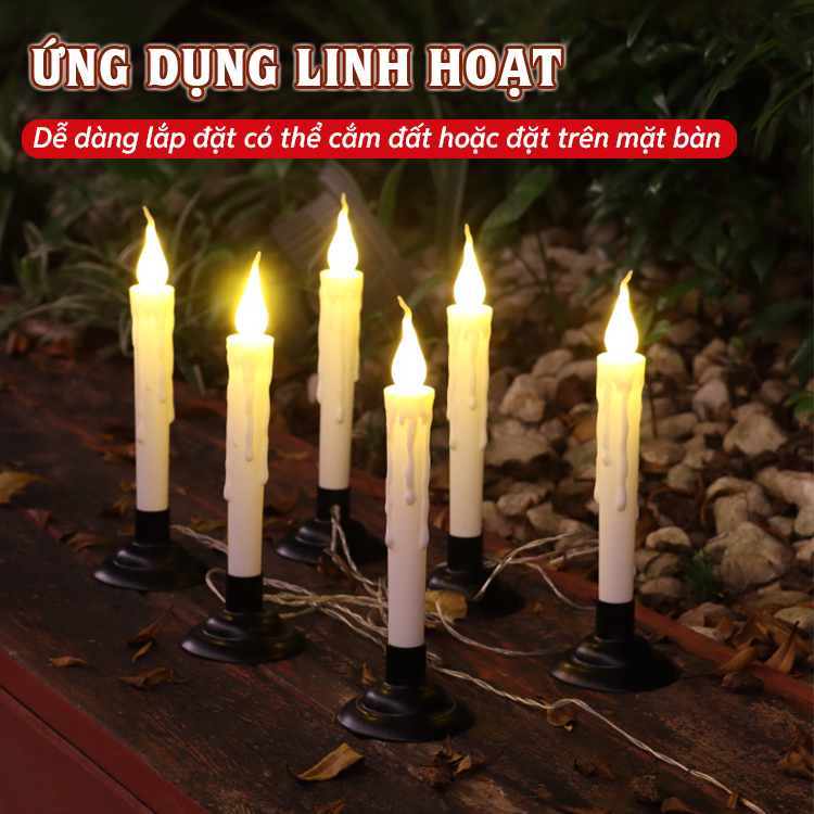 Đèn trang trí năng lượng mặt trời hình nến, tích kiệm điện, bóng siêu sáng, chống thấm nước - DA3137