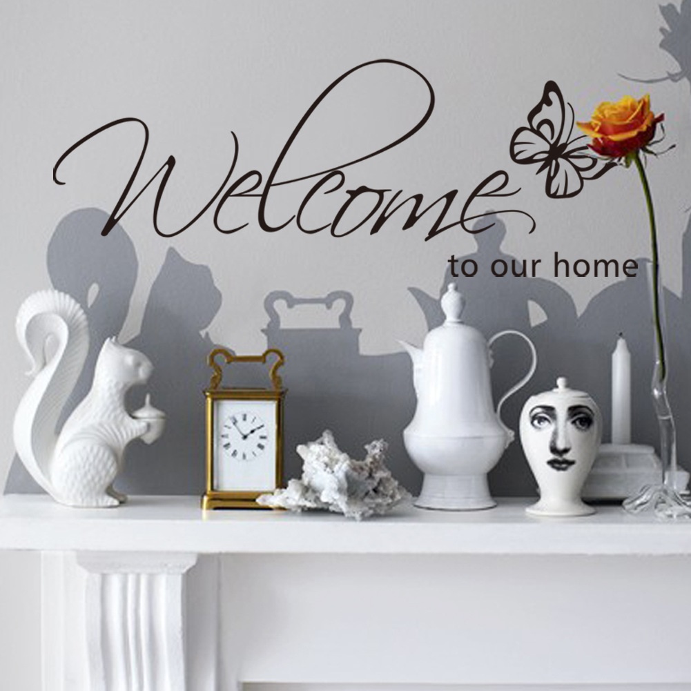 Decal dán tường dán cửa kính chữ WELCOME TO OUR HOME sang trọng