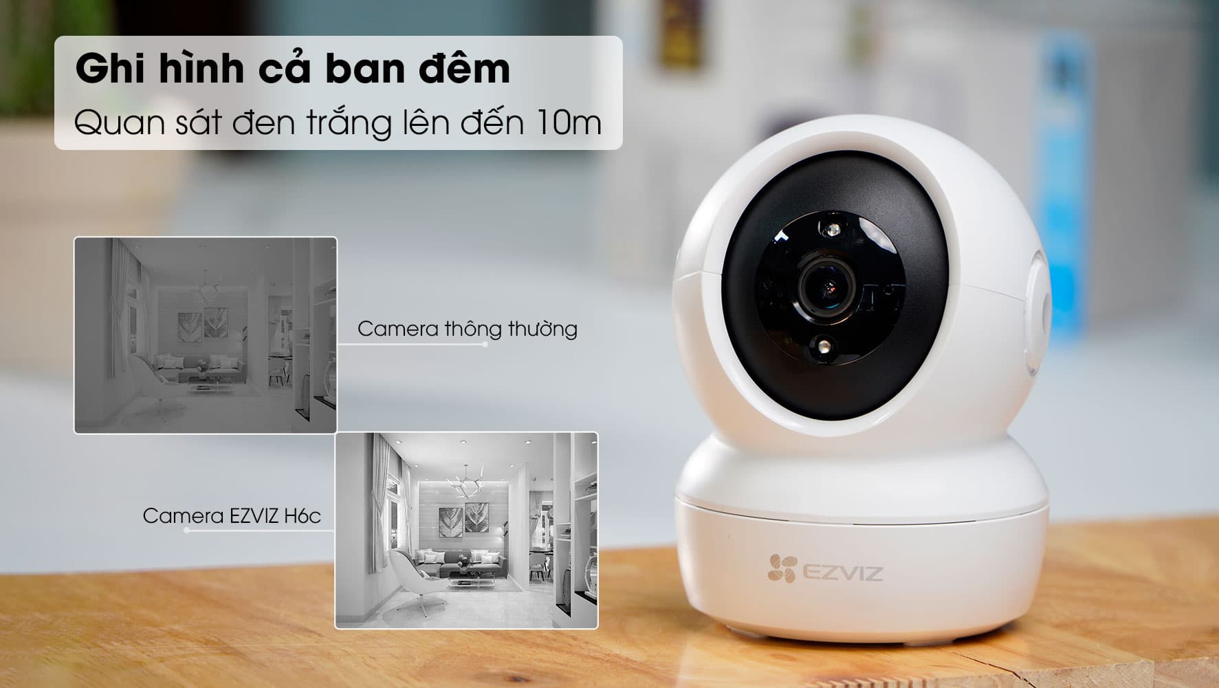 Camera Wifi Trong Nhà Xoay 360 Độ Ezviz H6C 2MP đàm thoại 2 chiều - Hàng chính hãng