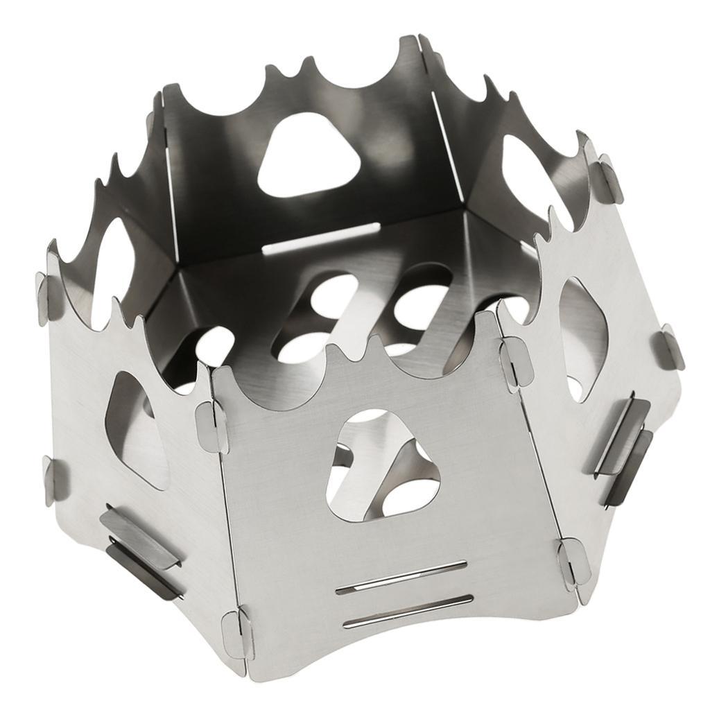 Outdoor Backpacking Hiking Traveling Picnic BBQ Stove, Portable Stainless Steel Wood Burning Stove with Carry Bag