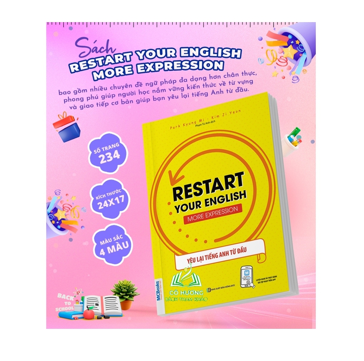 Sách - Restart your English - Restart Your English (Yêu Lại Tiếng Anh Từ đầu) - Mẫu Câu Giao Tiếp Thông Dụng - Kèm apps