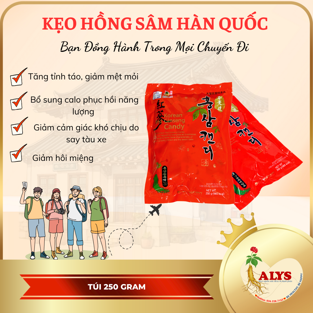 Kẹo Hồng Sâm Hàn Quốc Daedong Túi 250 gram